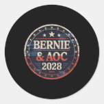 Bernie Sanders And Aoc 2028 For President Campaign Classic Round Sticker