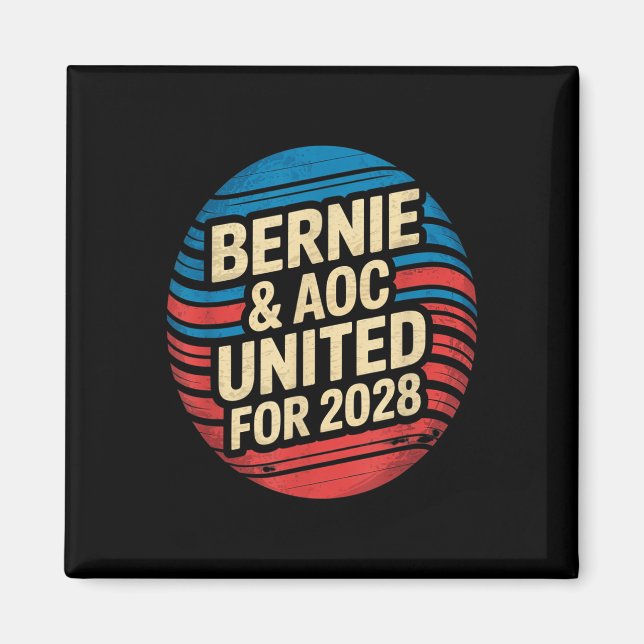 Bernie Sanders And Aoc 2028 For President Campaign Magnet (Front)