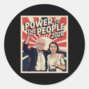 Bernie Sanders And Aoc 2028 Presidential Campaign Classic Round Sticker
