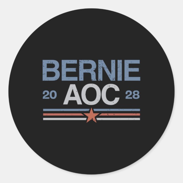 Bernie Sanders And Aoc Long Sleeve  Classic Round Sticker (Front)
