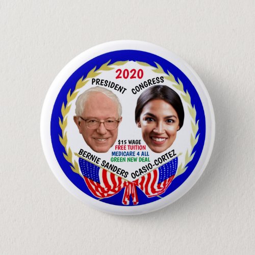Bernie Sanders  AOC 2020 Button