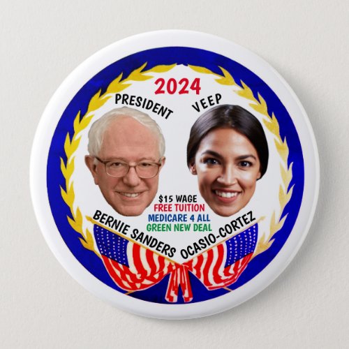 Bernie Sanders  AOC 2024 Button