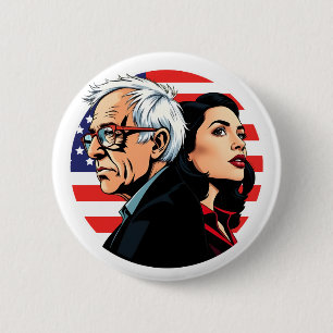 Bernie Sanders & AOC Fighting Oligarchy Tour Fight Button