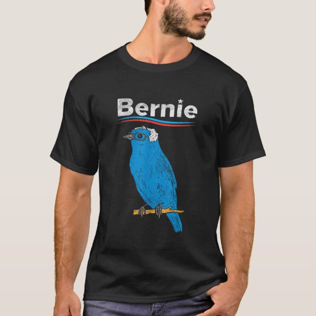 Bernie Sanders Blue Bird Glasses Wig 2020 Election T-Shirt (Front)