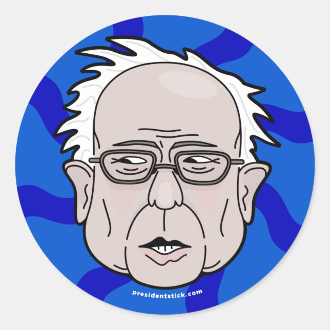 Bernie Sanders cartoon face Classic Round Sticker (Front)