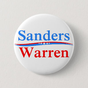 BERNIE SANDERS - ELIZABETH WARREN 2016 PRESIDENT PINBACK BUTTON