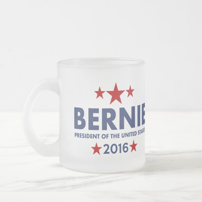 Bernie Sanders For President 2016 Frosted Glass Coffee Mug (Left)