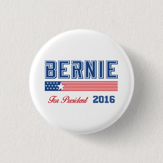 Bernie Sanders For President 2016 Pinback Button (Front)