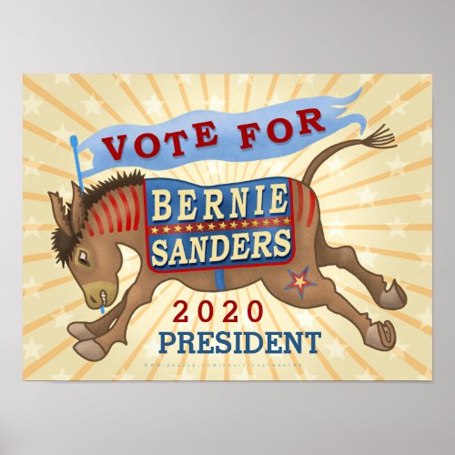Bernie Sanders for President 2020 Democrat Donkey Poster