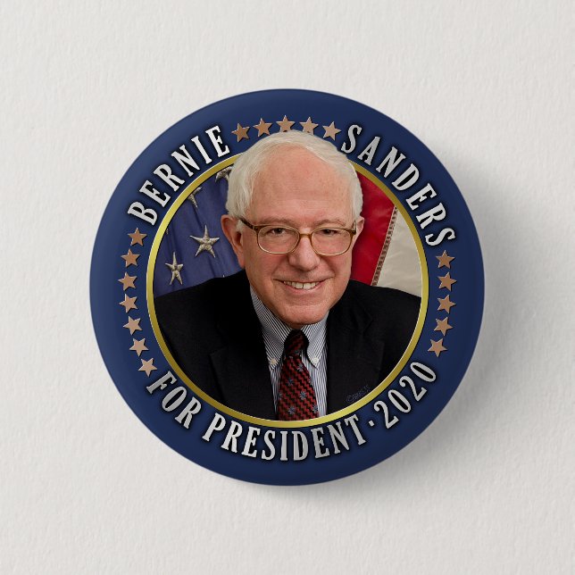 Bernie Sanders for President 2020 Democrat Photo Button (Front)