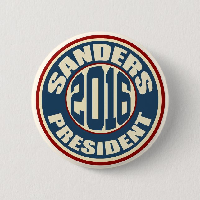 Bernie Sanders for President in 2016 Pinback Button (Front)