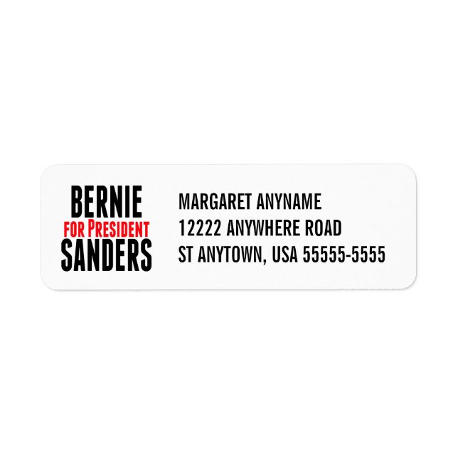 Bernie Sanders For President Label (Front)
