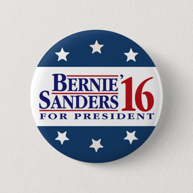 Bernie Sanders For President Pinback Button (Front)