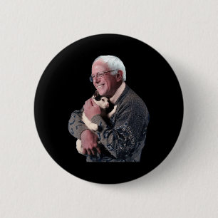 Bernie Sanders Hugging Cat Shirt Cute Animal Lover Button