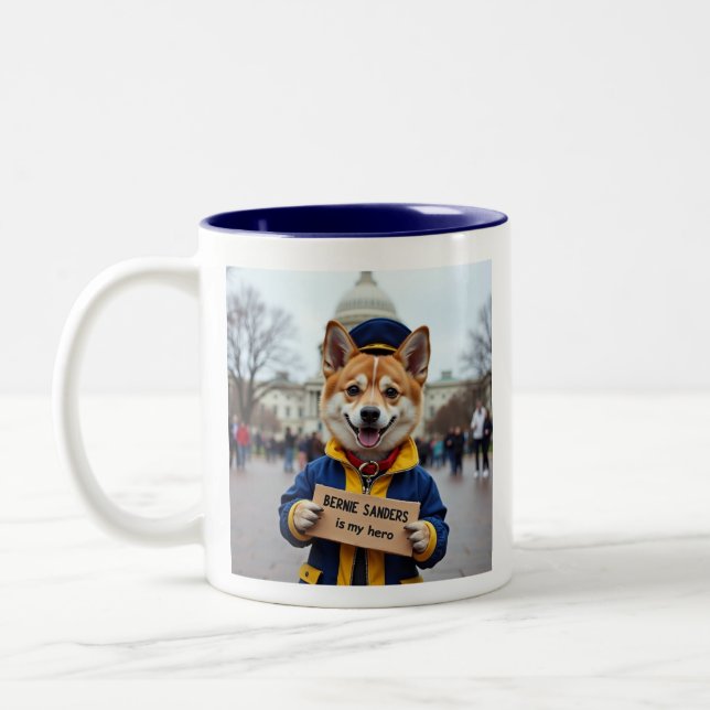 Bernie Sanders Is My Hero  Two-Tone Coffee Mug (Left)