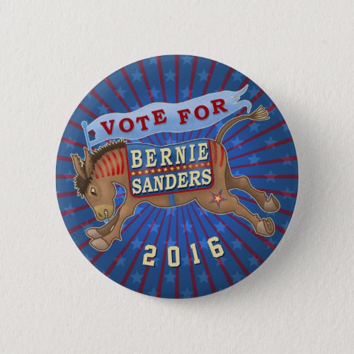 Bernie Sanders President 2016 Democrat Donkey 2 Pinback Button