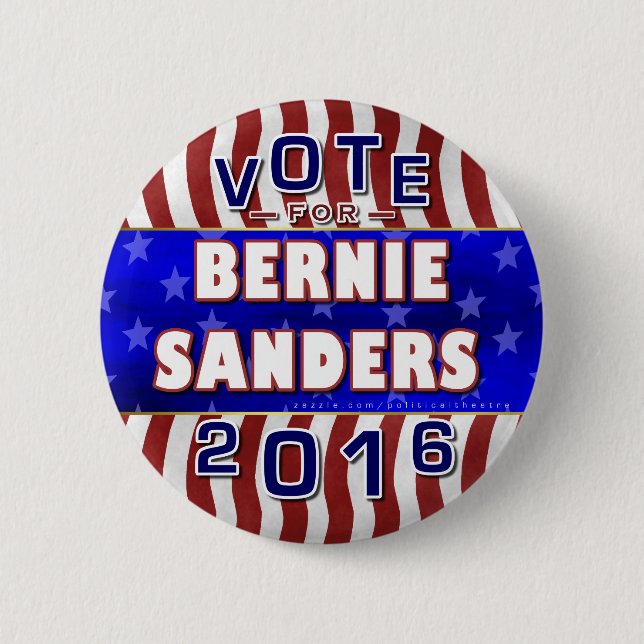 Bernie Sanders President 2016 Election Democrat Pinback Button (Front)