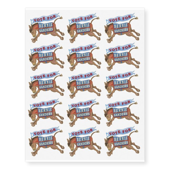 Bernie Sanders President 2020 Democrat Donkey Temporary Tattoos (Front)