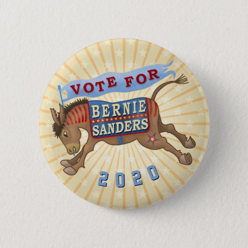 Bernie Sanders President 2020 Democrat Donkey v2 Button
