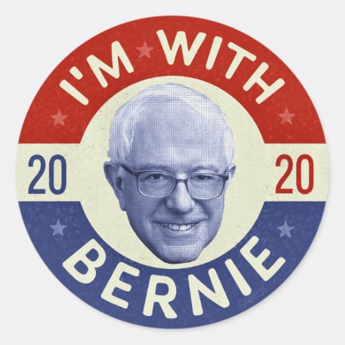 Bernie Sanders President 2020 Democrat Photo Retro Classic Round Sticker