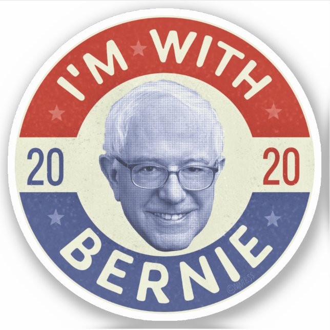 Bernie Sanders President 2020 Democrat Photo Retro Sticker (Front)