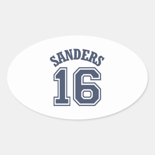 Bernie Sanders Sports Jersey Number 16 Oval Sticker
