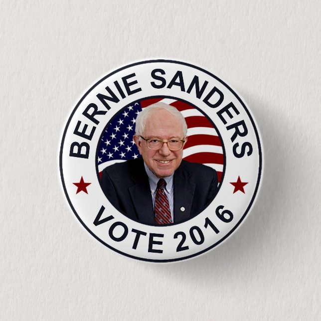 Bernie Sanders US Flag Pinback Button (Front)