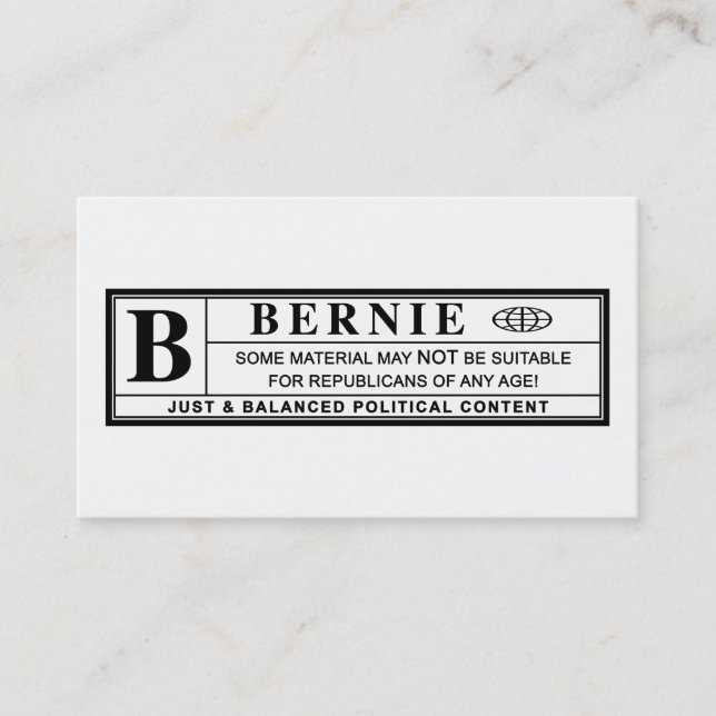 Bernie Sanders Warning Label Business Card (Front)