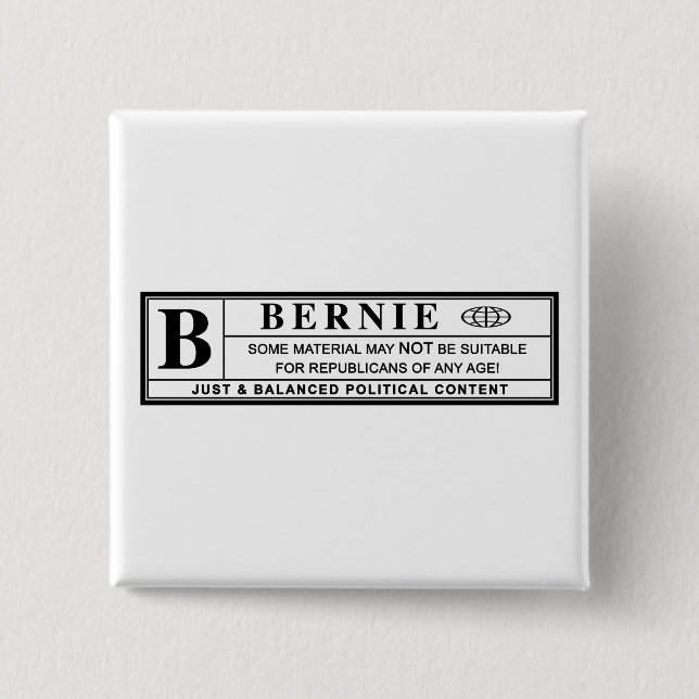 Bernie Sanders Warning Label Pinback Button (Front)