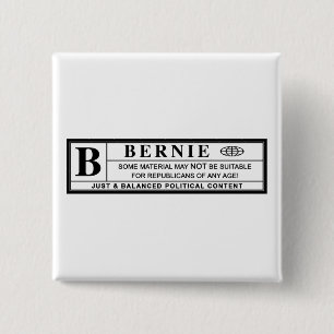 Bernie Sanders Warning Label Pinback Button