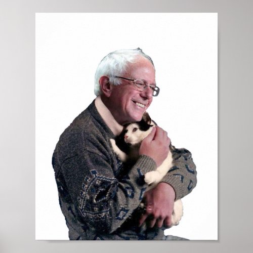 Bernie Sanders With Cat Meme Poster