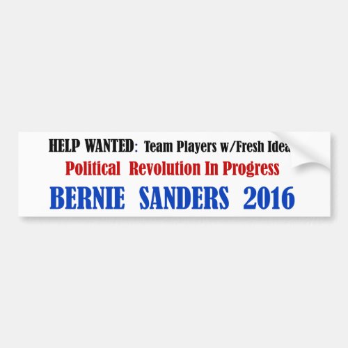 BernieSanders Political Revolution on white Bumper Sticker
