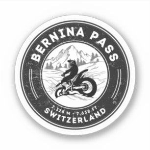 Bernina pass swiss–alps motorcycle tour sticker
