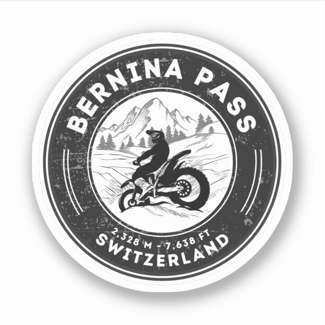 Bernina pass swiss–alps motorcycle tour sticker (Front)