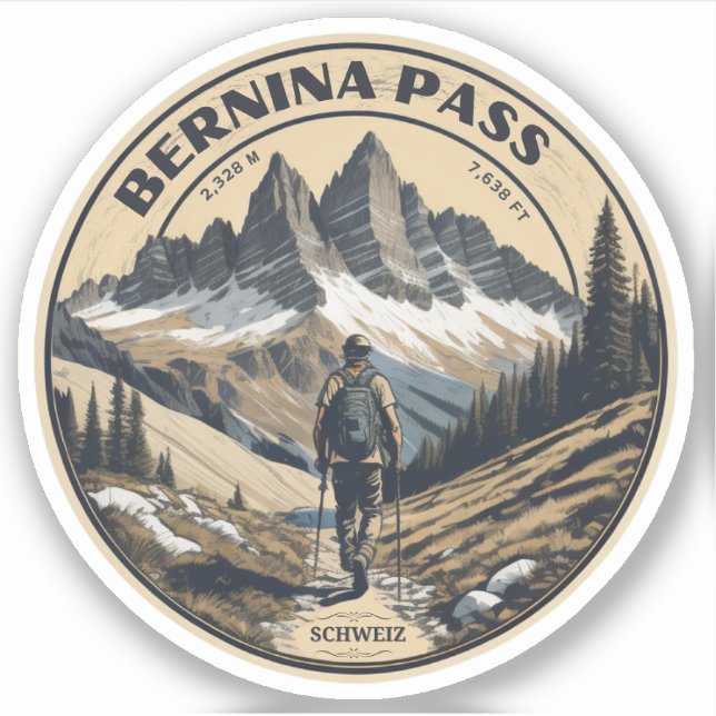 bernina pass swizerland outdoors mountain pass sticker (Front)