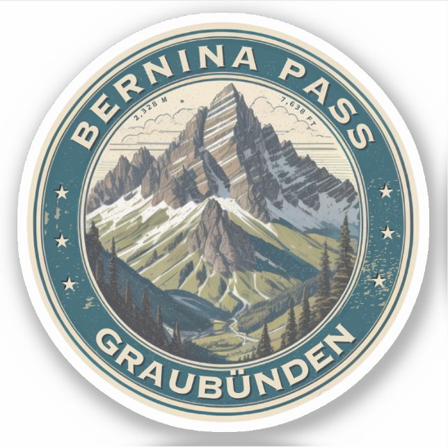 bernina pass swizerland outdoors mountain pass sticker (Front)