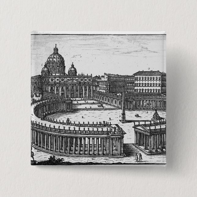 Bernini's original plan for St. Peter's Square Button (Front)