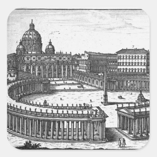 Berninis original plan for St Peters Square Square Sticker