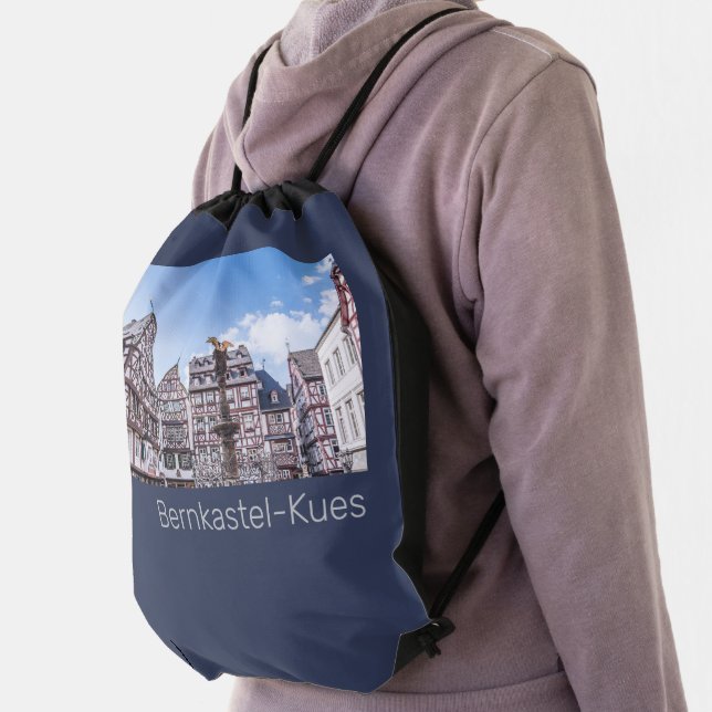 Bernkastel-Kues Historic Facades Germany Souvenir Drawstring Bag (Insitu)