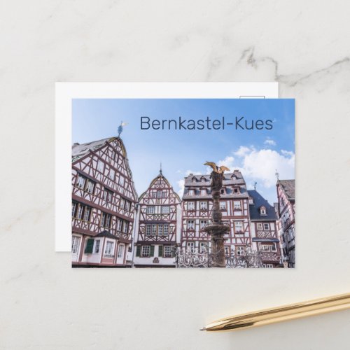 Bernkastel_Kues Historic Facades Germany Souvenir Holiday Postcard