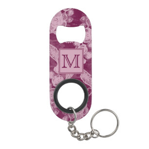 Berries and Blossoms Purple Floral Monogram Keychain Bottle Opener