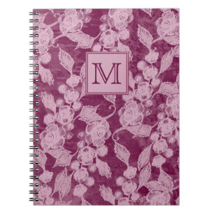 Berries and Blossoms Purple Floral Monogram Notebook