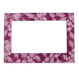Berries and Blossoms Purple Floral Pattern Magnetic Frame