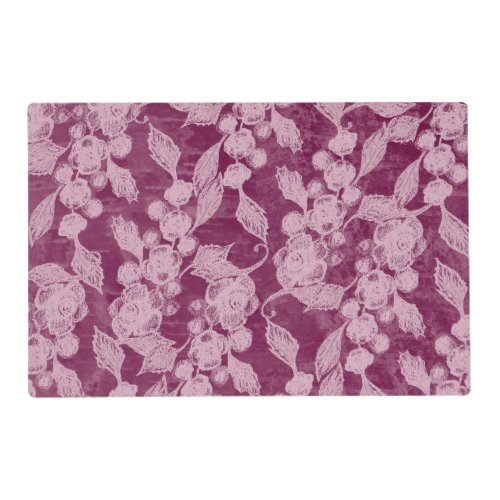 Berries and Blossoms Purple Floral Pattern Placemat