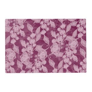 Berries and Blossoms Purple Floral Pattern Placemat