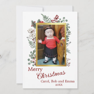 Berries and Botanicals Photo Flat Holiday Card