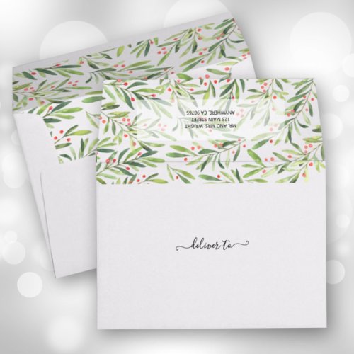 Berries and Branch Christmas Holiday 5x7 Envelope