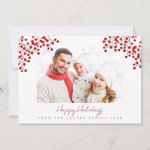 Berries and Branches Happy Holiday Photo Card