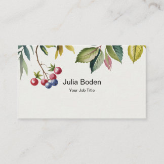 Berries and Branches Watercolor Natural Business Card