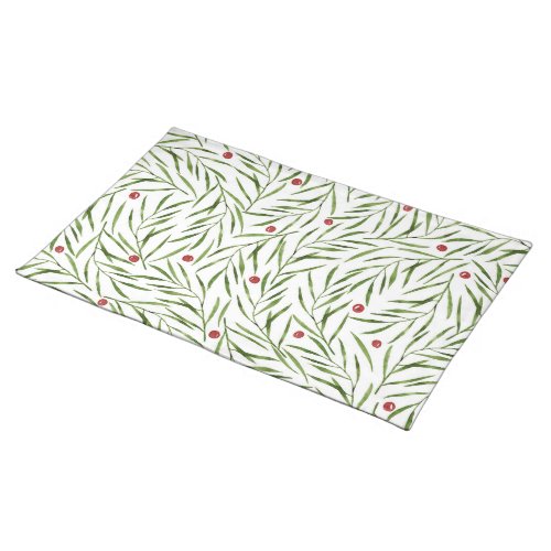 Berries and Branches Watercolor Winter  Cloth Placemat